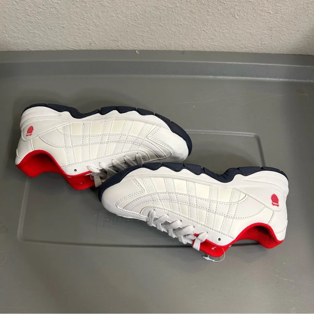 K-Swiss White and Red Sneakers Sleek Design